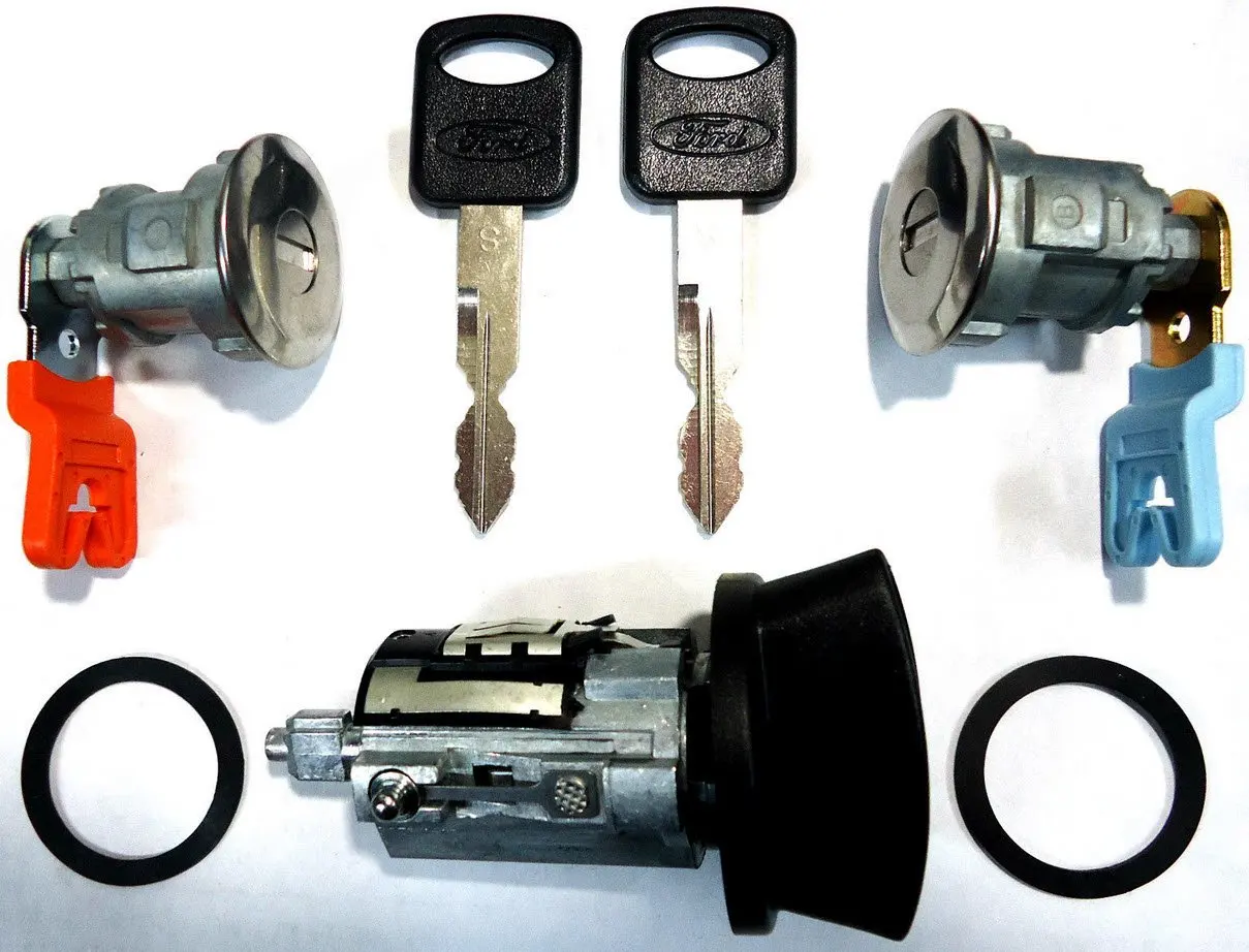 Buy Ford Ignition Switch Lock Cylinder + Pair (2) BLACK Door Lock