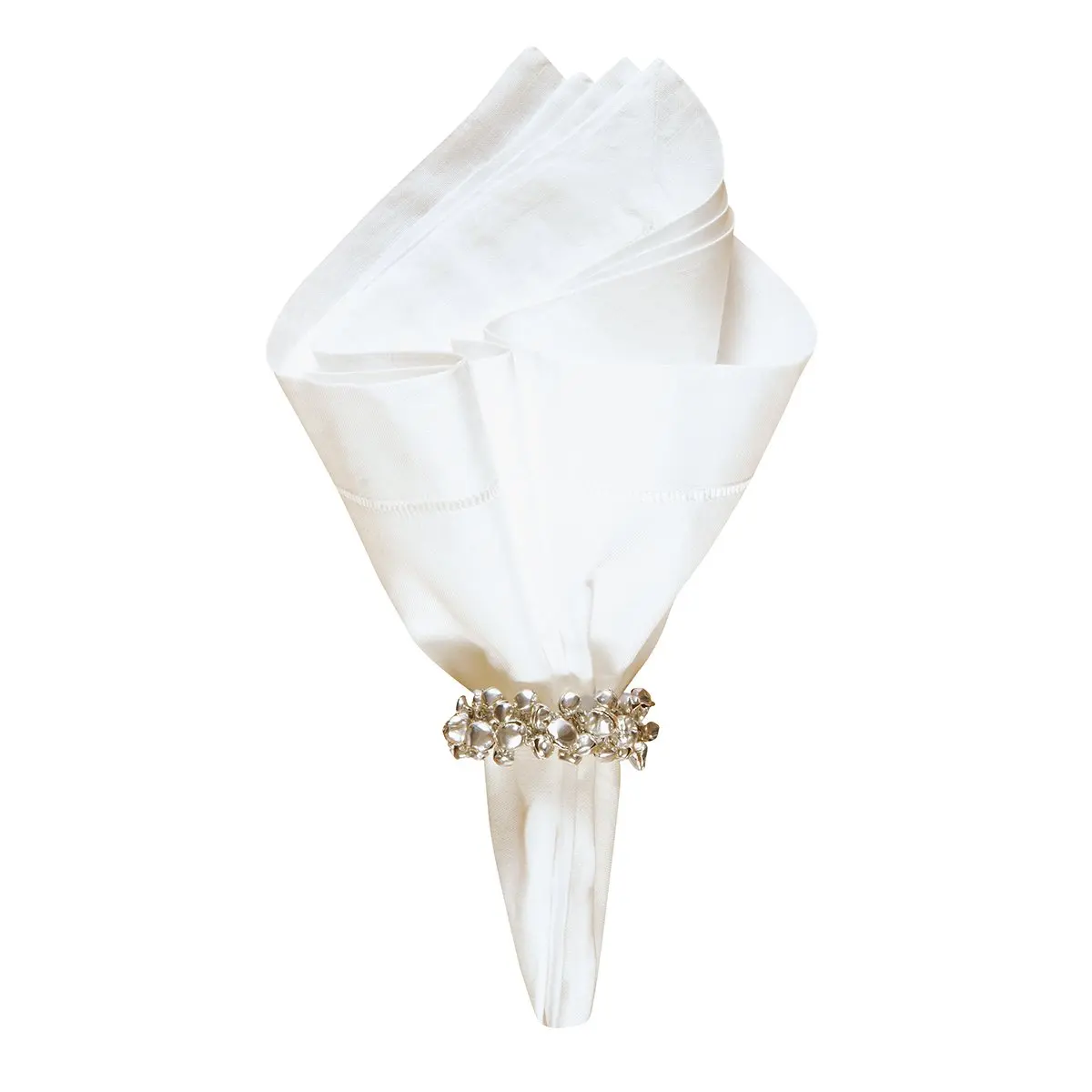 C&F Home Set of 4 Pcs, 1.5" Christmas Holiday Jingle Bell Napkin Ring, Silver