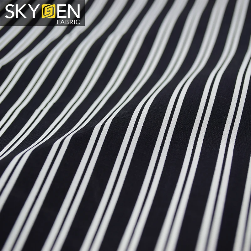 Skygen factory price custom 100 cotton woven poplin black and white stripe fabric