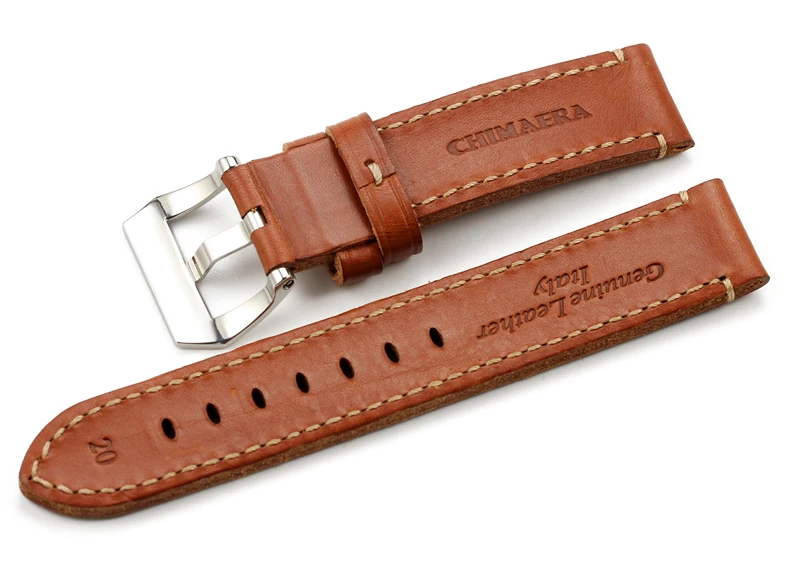 Handmade Leather Watch Band Metal Buckle Wrist 22 Mm Watch Strap Belt