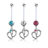 Maternity Pregnancy belly Bar Piercing with dangling coloured baby feet