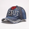Hot Selling Adjustable Denim Vintage Baseball Caps Bling Women Baseball Cap Diamante Unisex Baseball Cap Cotton