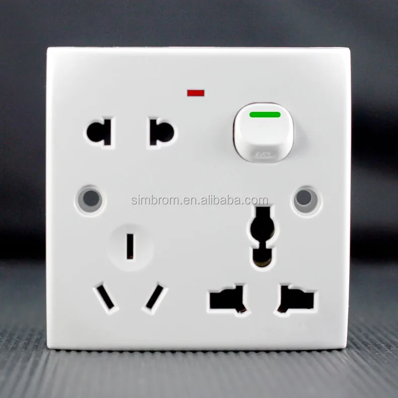 Multifunctional Wall Sockets 6 Pin And Switches Universal 13a 1 Gang