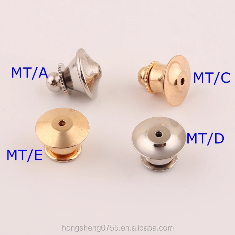 Gold Color Brass Locking Flat Head Lapel Pin Back Keeper For Clutch Pin