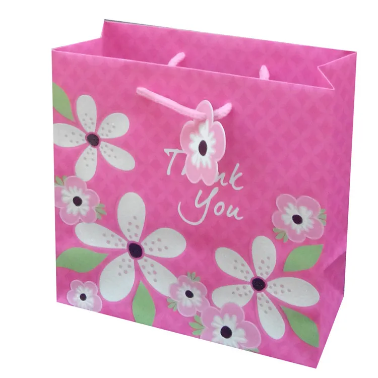 2019 New Style Flower Print Reusable Christmas Gift Paper Bag With Handles