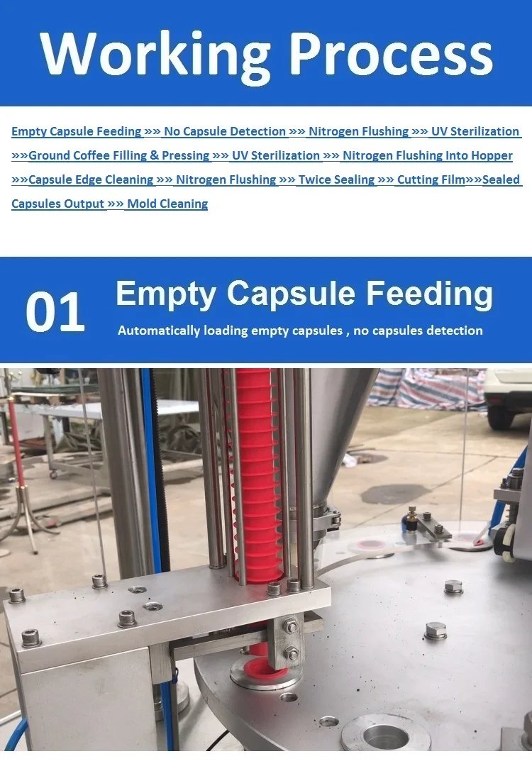 Rotary automatic coffee packing machine with empty capsules