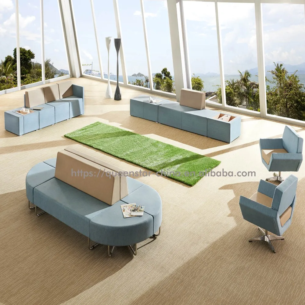 Qssf01 Modern Style Office Sofa Leather Or Fabric Settee Sofa