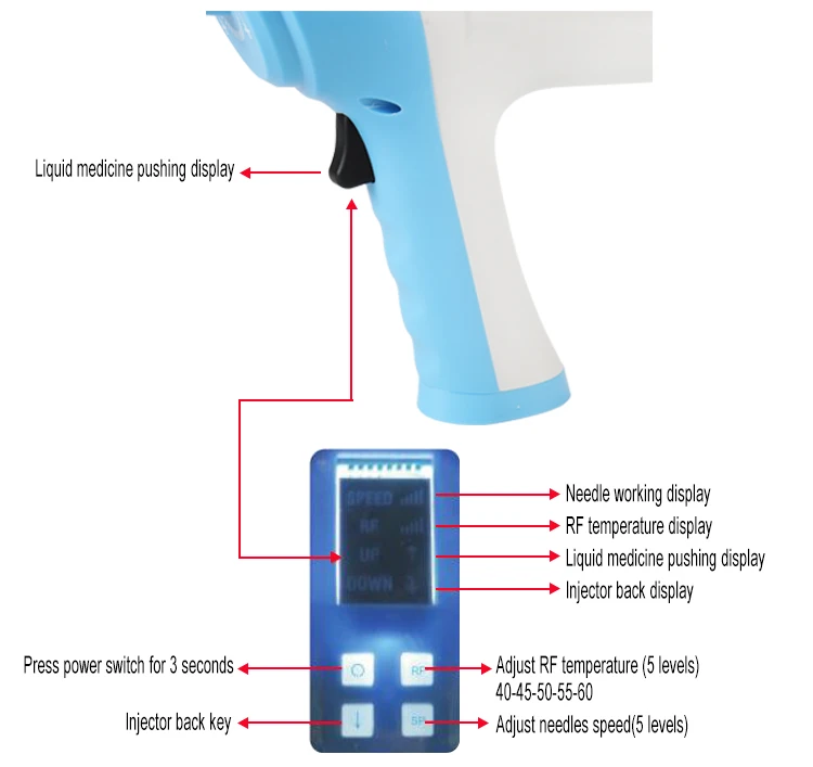 Portable mesotherapy injection Meso gun for eye face body with 3 tips