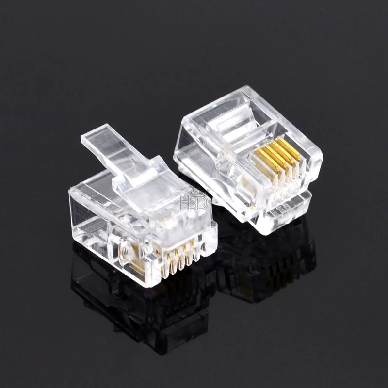 Rj11 Plug Connector 6p4c For Stranded Phone Cable 50 Pcs Pack Buy