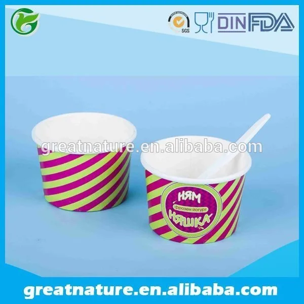 4oz Custom Printed Disposables Ice Cream Paper Cup With Lid And Spoon