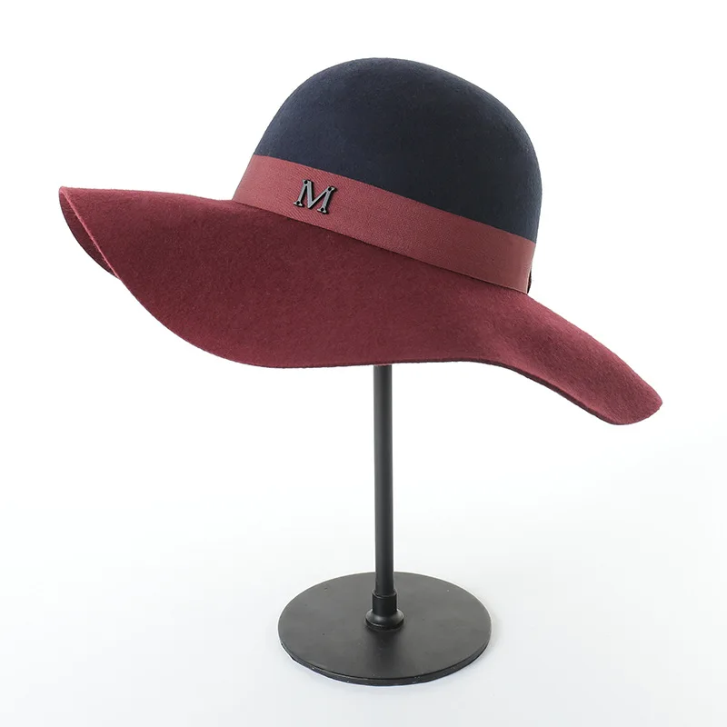 Wool Felt Two Colors Floppy Hats Wholesale for Women