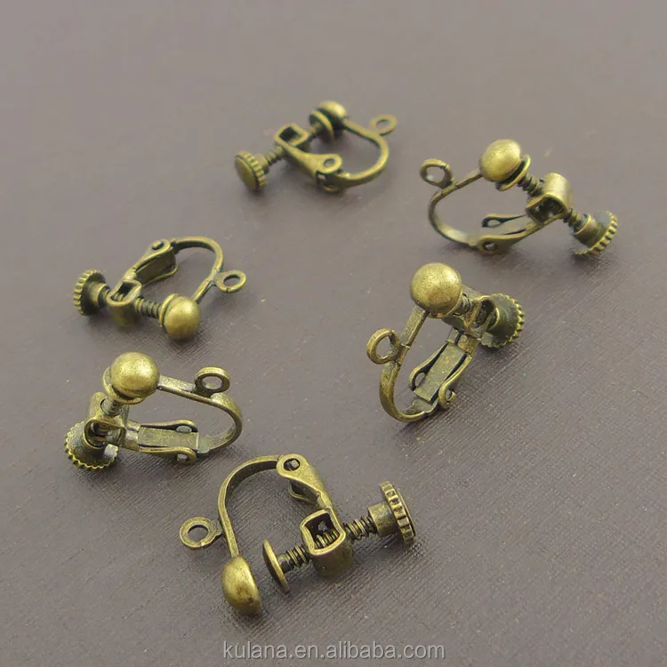 Antique Bronze Unpierced Screw Back Earring Clip On Earring With Screw