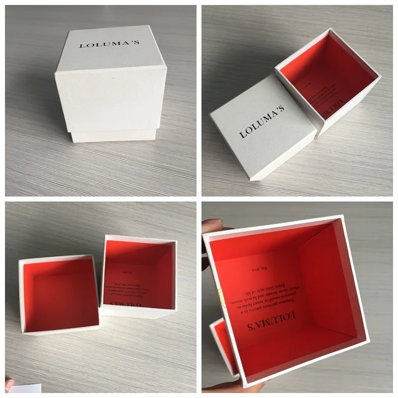 Beautiful Pearl White Textured Cube Gift Box With Orange Printing Inside