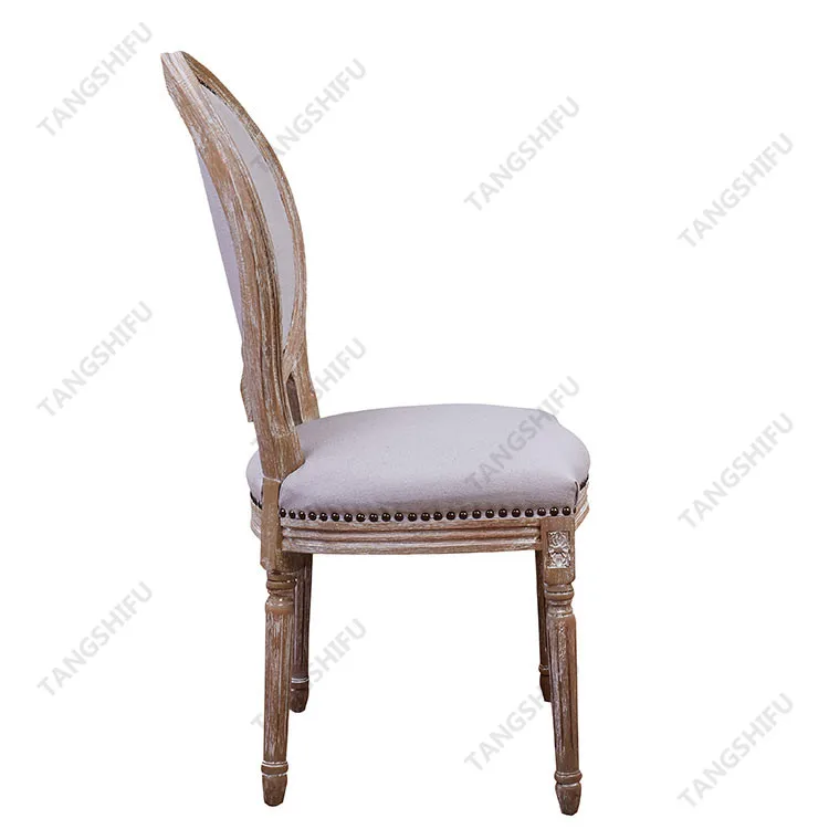 2017 French Style Wood Round Back Dining Chair With Linen Fabric Buy
