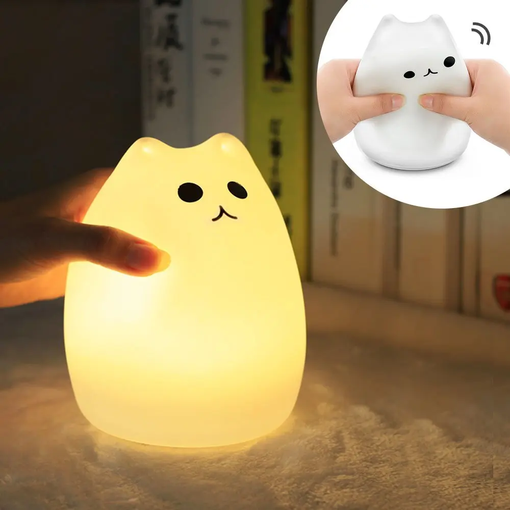 colorful animal cute kitty Night light Creative Color silica gel little cat Silicone night light
