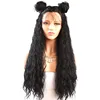 Human Bleached Knots Pre Plucked Wigs Black Synthetic Hair Small Loose Kinky Curly Heat Resistant Hair Lace Front Wig Vendor