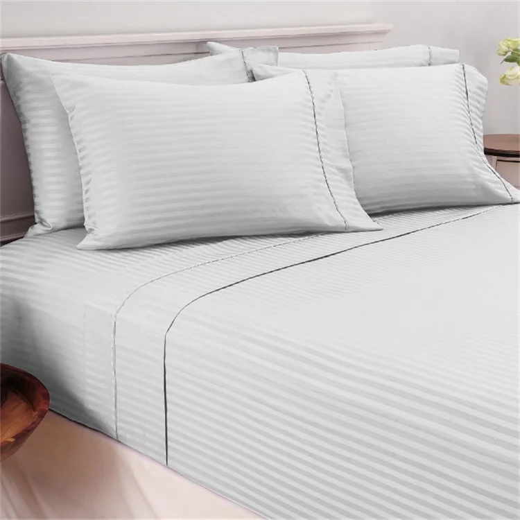 Superior Quality T250 1cm Stripes Hotel Bed Linen Set/bedding Sheet Set