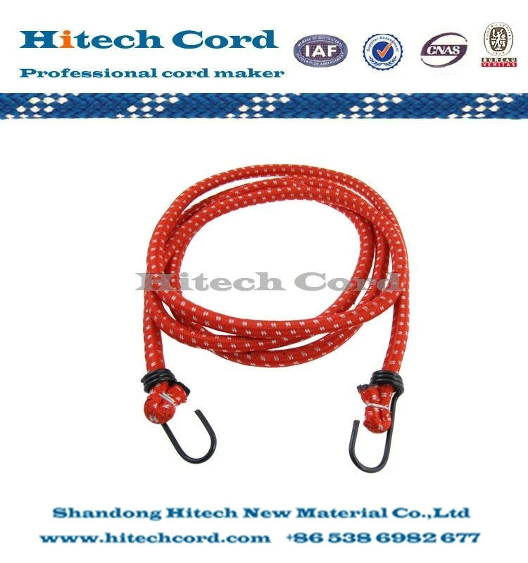Polypropylene Material Braided Bungee Cords With Steel Hooks For Heavy