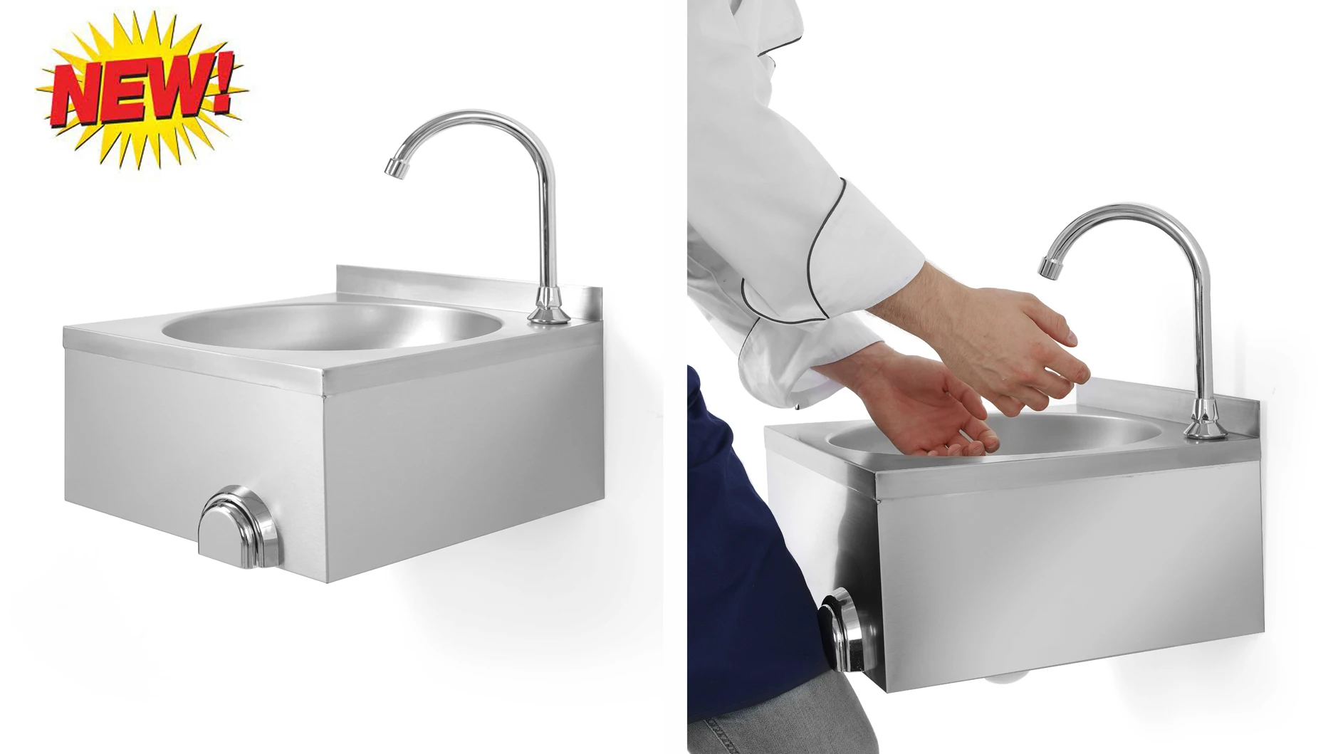 knee control for commercial kitchen sink