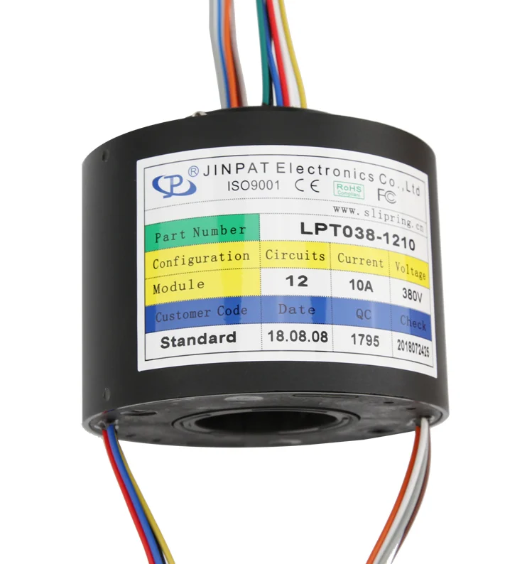 2-1000 Amps Rotary Joint Slip Ring 10 A Per Wire Precision Ball Bearings