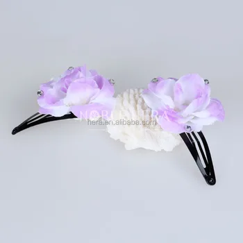 Noble Hera 9r09bi Purple Fabric Flowers Elite Banana Hair Clips