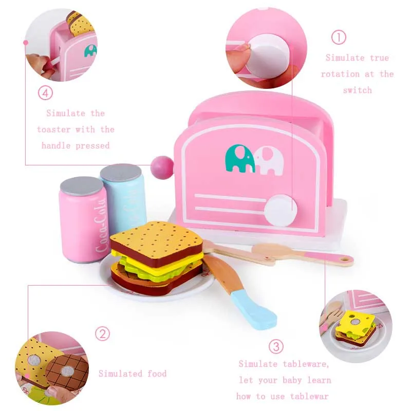 wooden toy toaster set