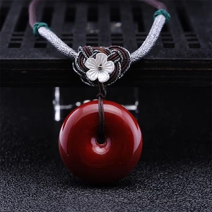 Simplicity Elegant Natural Red Coral Pendant Gift Jewelry Making Supplies Necklace Suit Custom