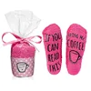 Custom design coral fleece rubber printed if you can read this bring me some coffee socks with cupcake packaging