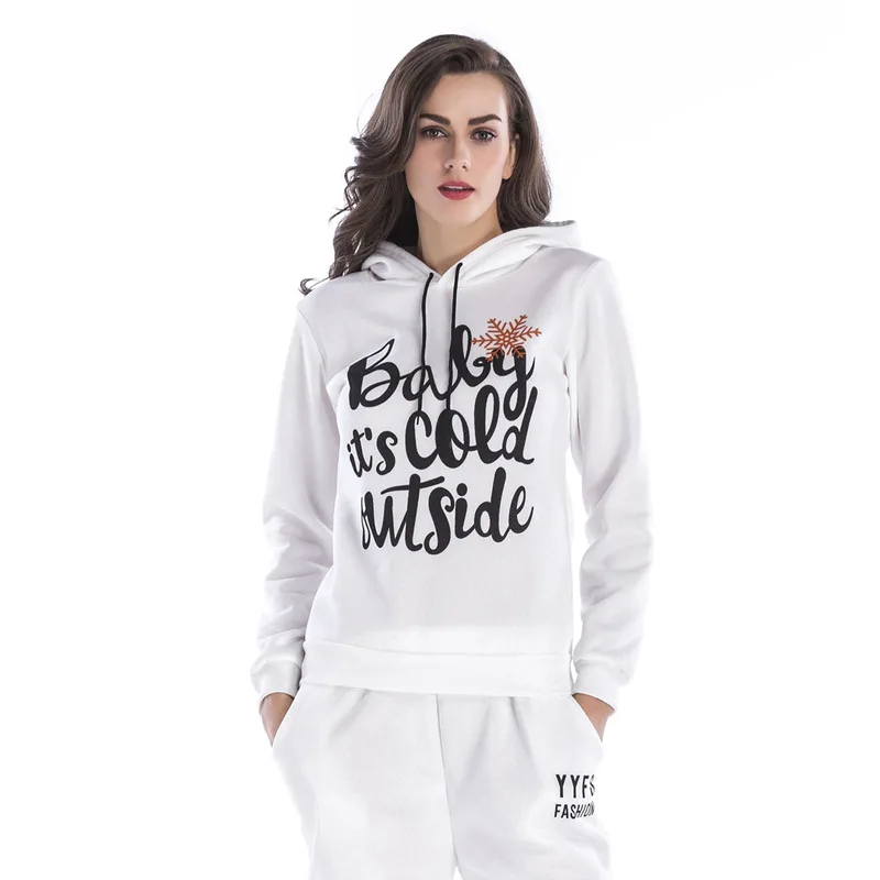 Cotton White Long Sleeve Sweatshirt Hoodie For Women Custom Crewneck