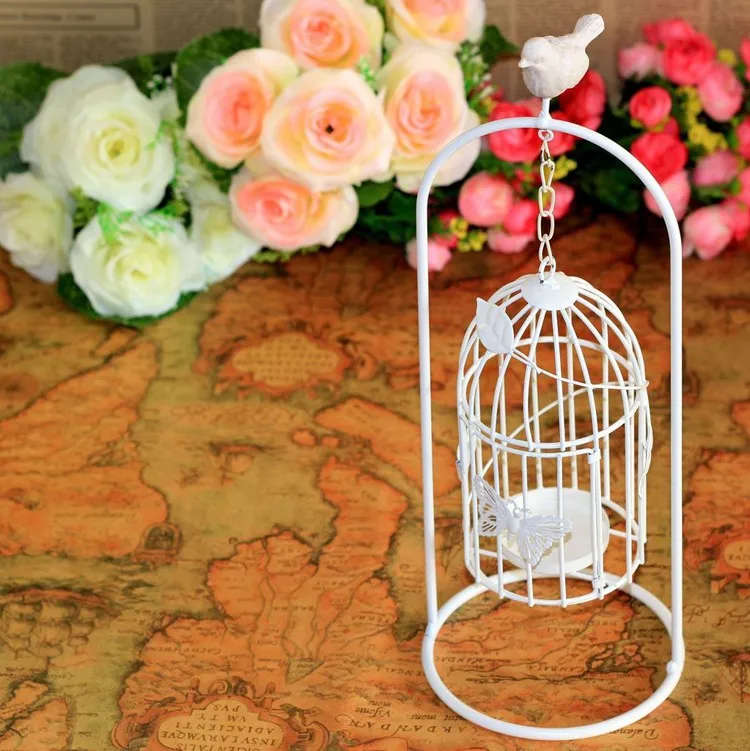 Resina de aves jaula continental hierro candelabro vela regalos ...
