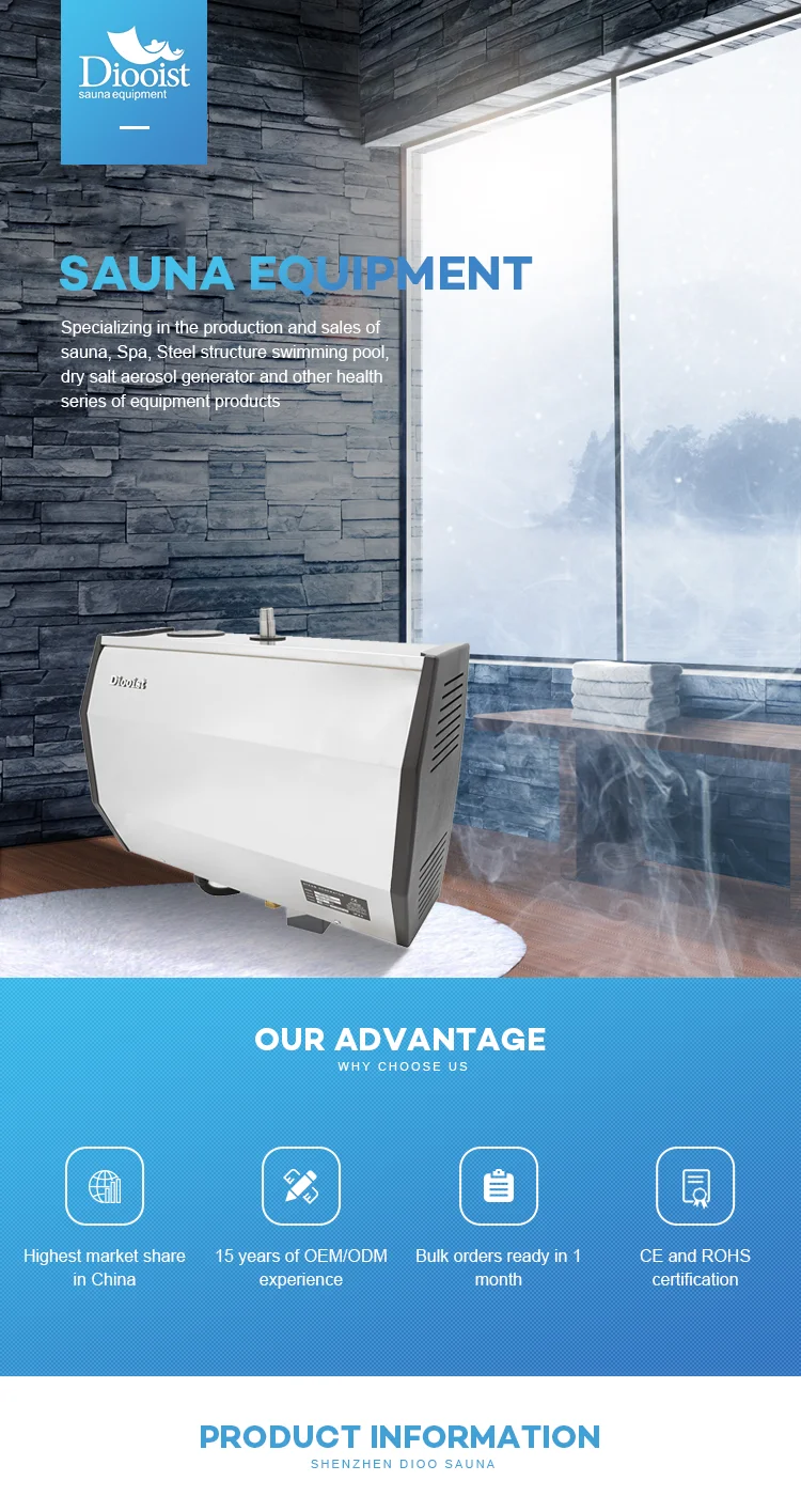 6Kw Self-Draining Steam Bath Generator With Waterproof Programmable Controls