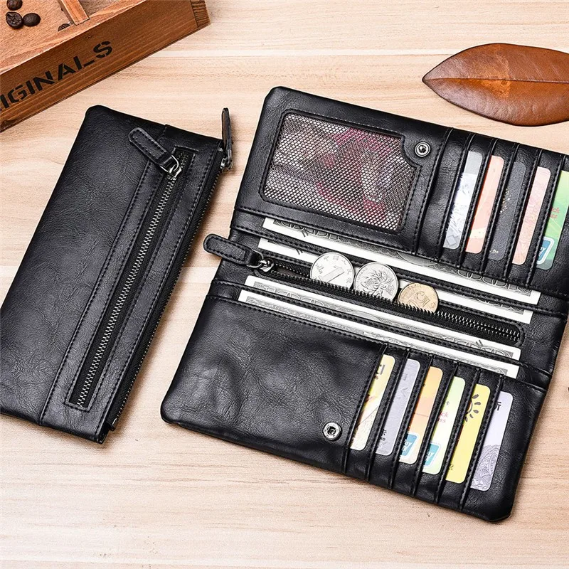 Men Wallets Long Style High Quality Card Holder Male Purse Zipper Large ...