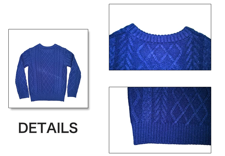 OEM Service Winter Knitting Patterns Children Kids Boy Pullover Blank Cable Sweater