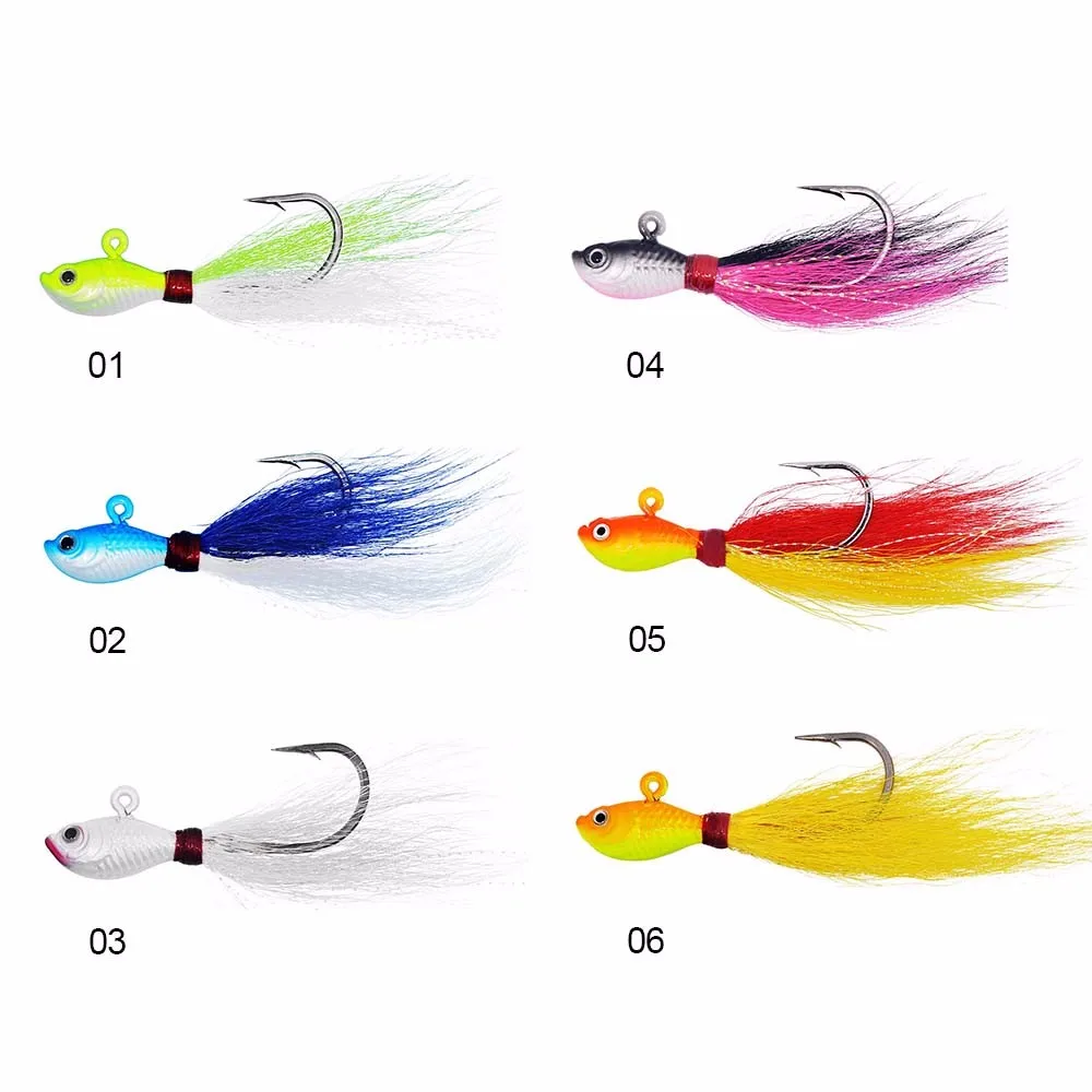 6 Piece Big Game Fishing Lures 3d Eyes Bucktail Jig For Saltwater Fishing Lure Multicolor 7g