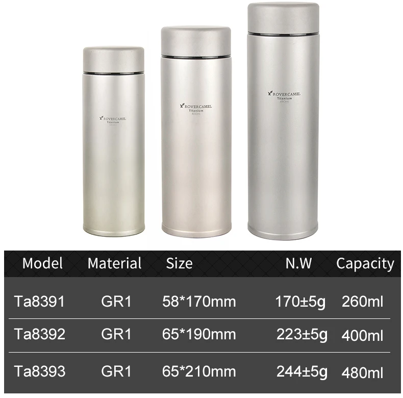 Double Walled Titanium Vacuum Bottle Thermos Thermos Various Capacity