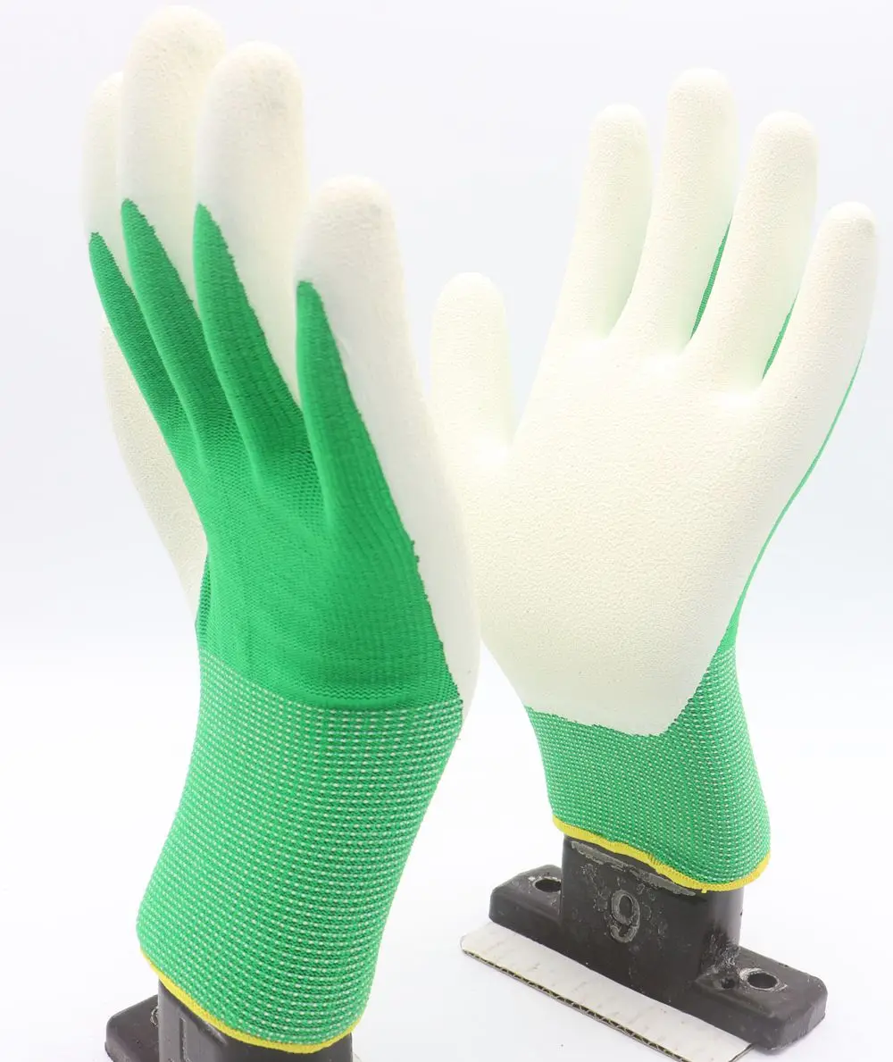 13 规格聚酯或尼龙耐切割批发泡沫乳胶涤纶手套可定制颜色手工作安全