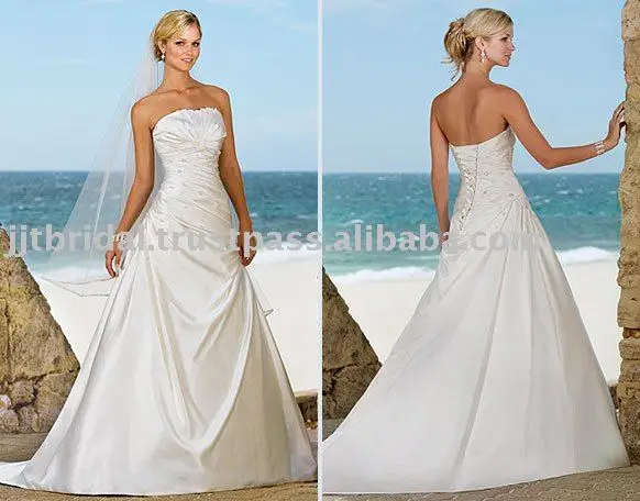 2011 The Most Popular Wedding Dress Eb1015 Withsatin Fabric - Buy ...