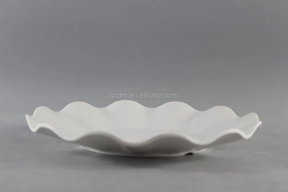 Wavy Edge Melamine Flower Plate,Decorative Flower Edge Round Plate