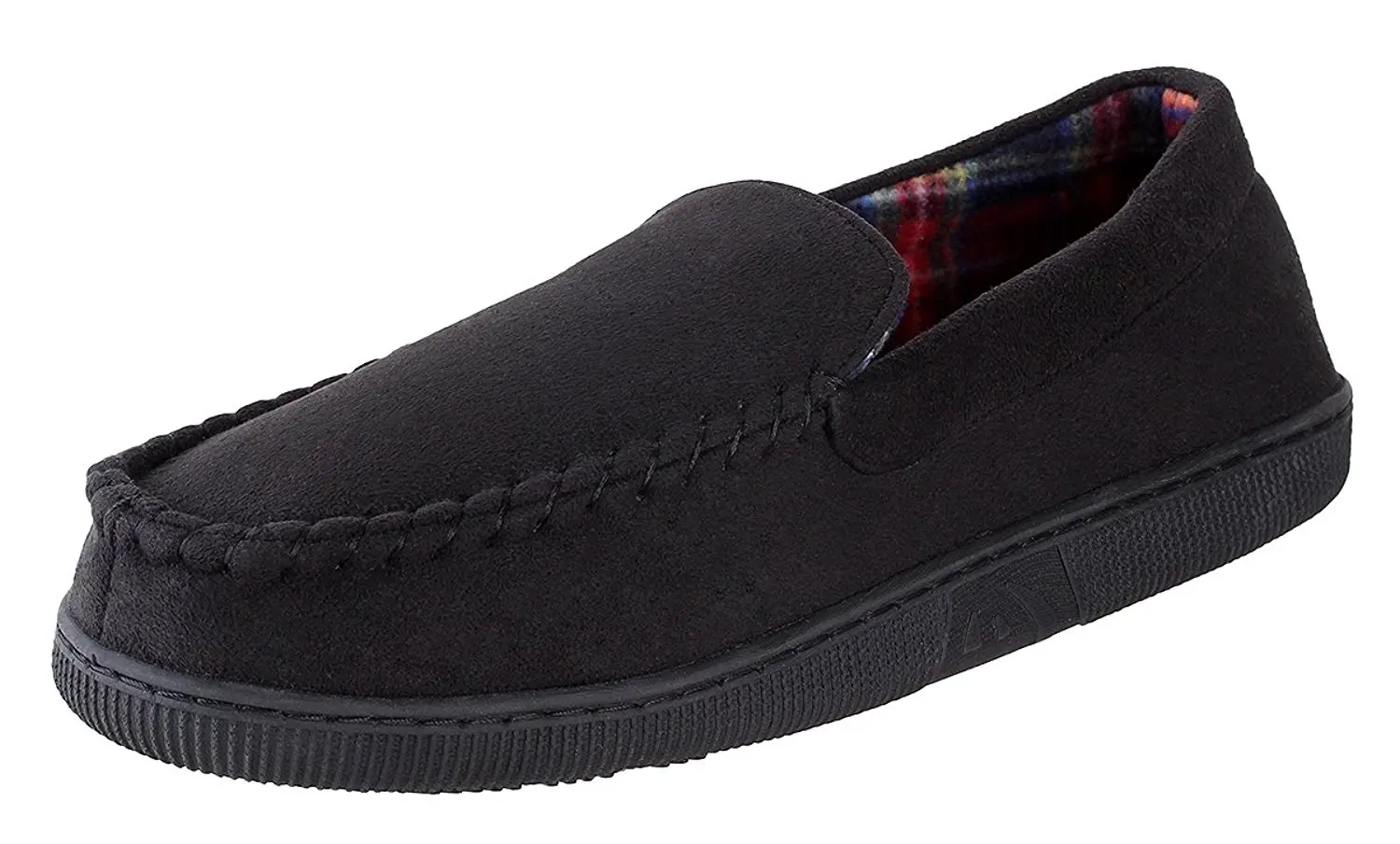 Urban Fox Hudson Suede Slippers Mens | Micro-Suede | Rubber Sole | Plush Plaid Lining | Comfortable House and Outdoor Slippers | Slippers For Men | Slip-On Slippers For Men