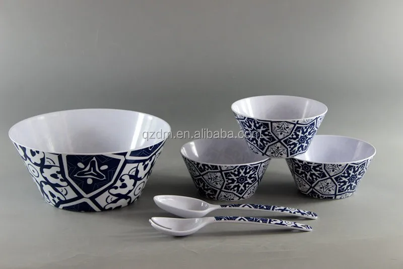 A1 Or A5 Melamine 7 Piece Plastic Reusable Salad Dinner Set