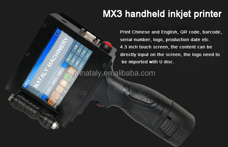 Nataly MX3 Mini Lot Number Barcode Batch Code Qr Code Expiry Date Code Handheld Inkjet Printer With Wifi link