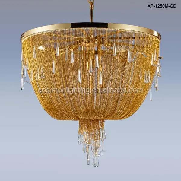 Gold Drape Chain Chandelier With Jewellery Links And Crystal Detail