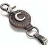 Customization Brown Leather Single Alphabet Keychain With Easy Clasp Key