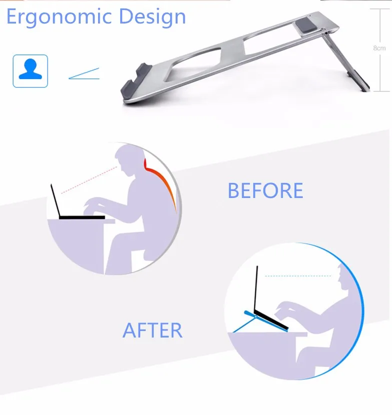 Portable Foldable Aluminum Laptop Stand And Cooling Pad Without Fan For