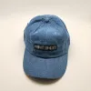 Denim blue vintage style 6 panel 3D embroidery logo unisex baseball caps with metal buckle