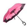 Custom Upside-Down C Hands Free Handle Inside Out Double Layer Sided Car Reserve Inverse Reversible Inverted Reverse Umbrella
