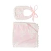 Factory supply baby girls sweet bibs soft blanket pink lace bedding set
