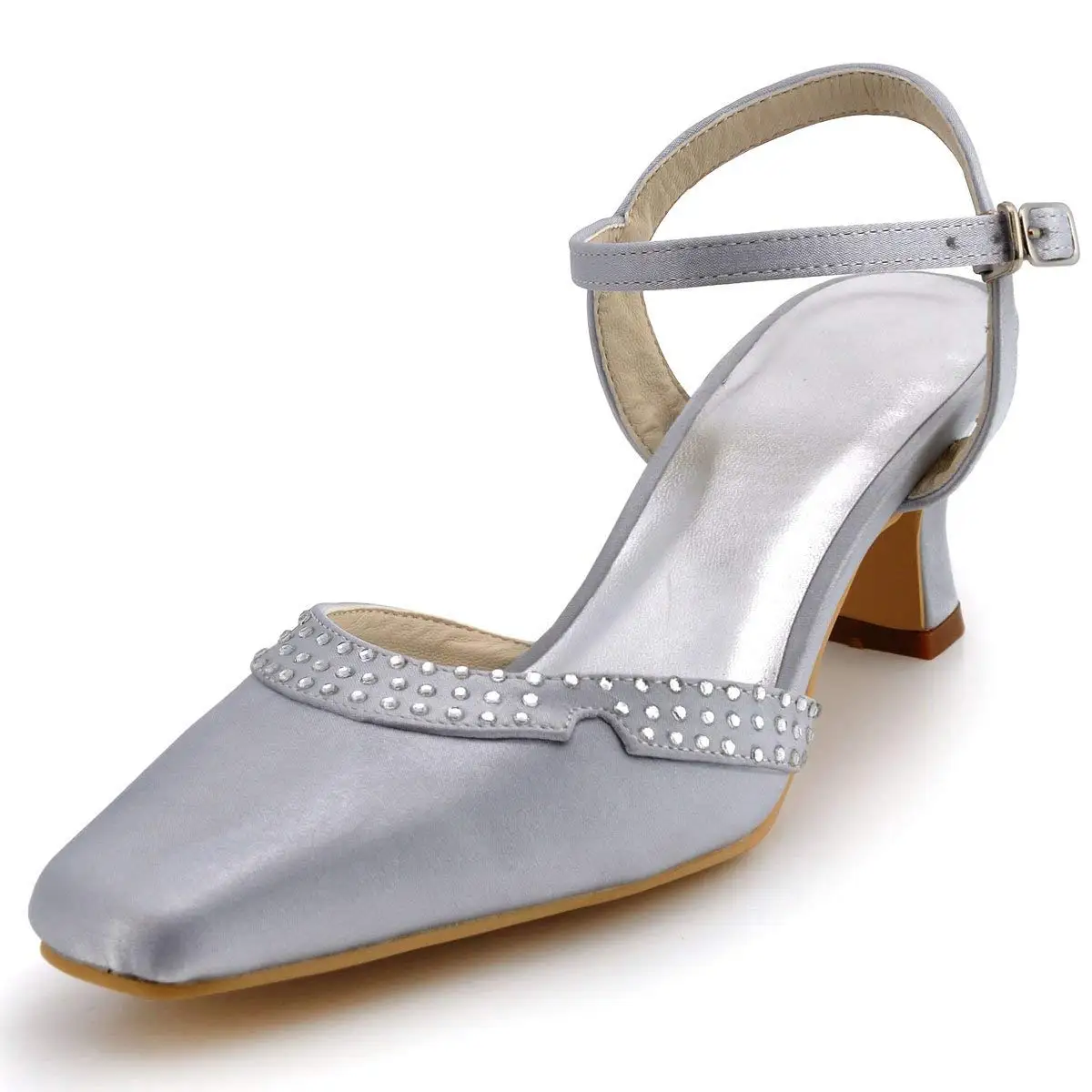 silver low heels for wedding