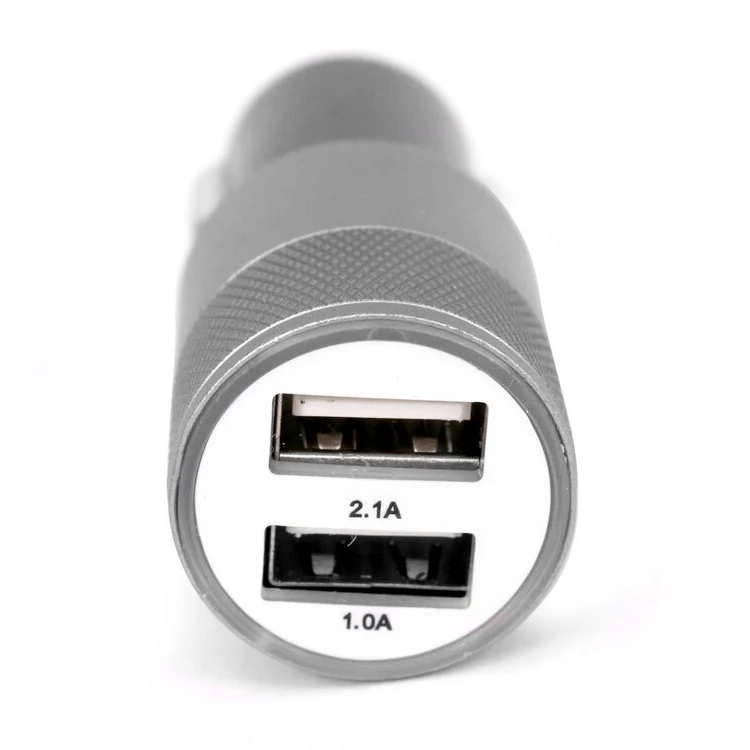 Aluminum Alloy Body Mobile Phone Car Charger Quick Charging Dual USB Charger For Smartphone
