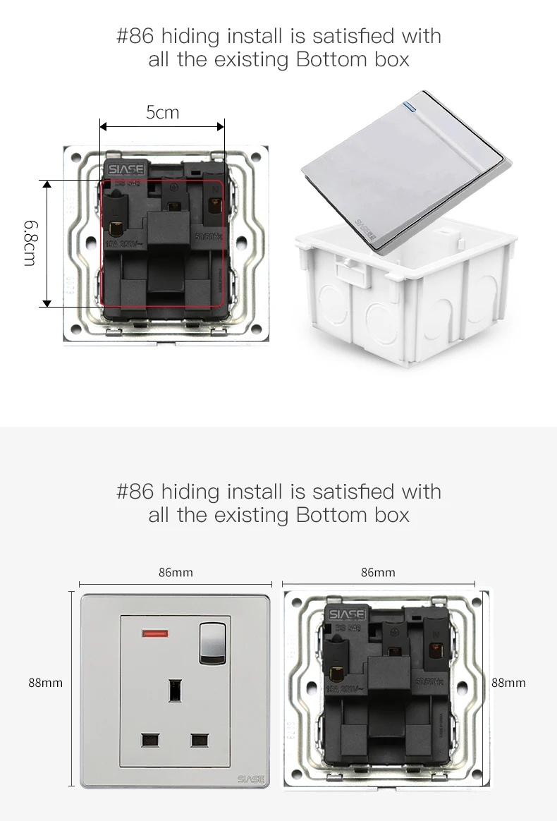 250v electrical wall switched 2 gang socket uk standard